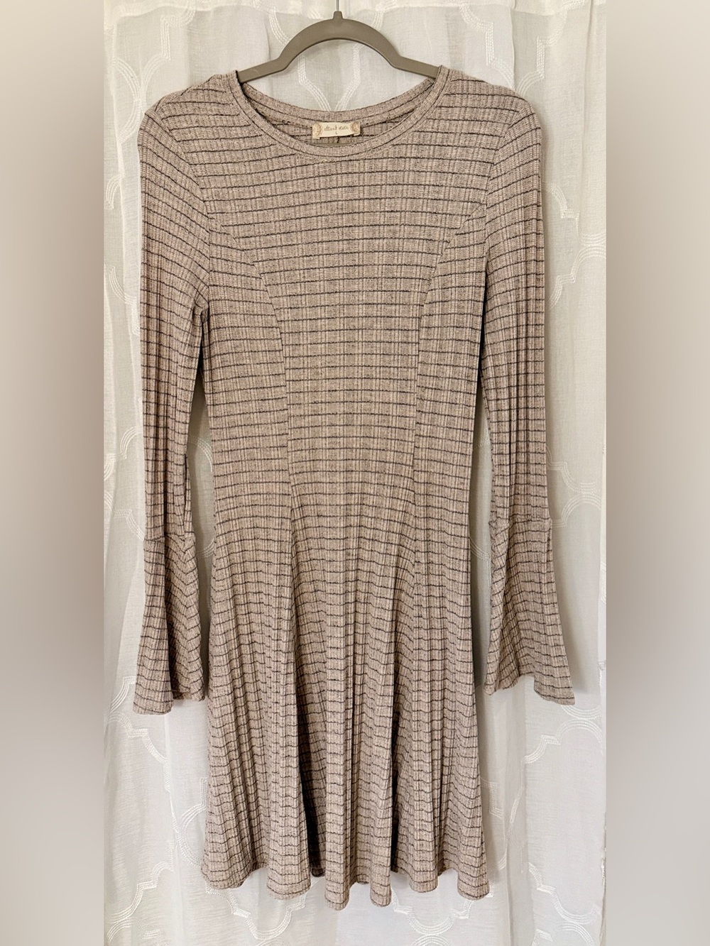 Alter’d State Ribbed Knit Long Sleeve Fit & Flare Dress Large